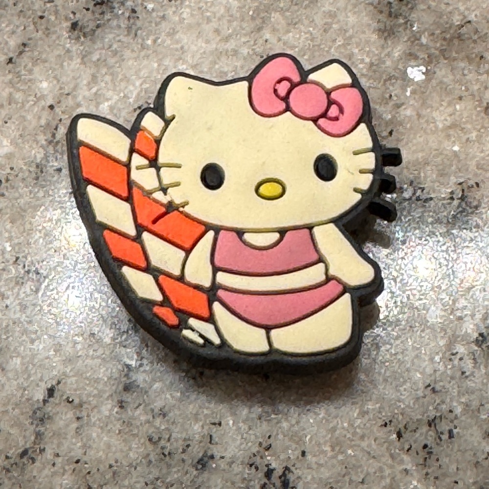 Hello Kitty croc charm with Pink and Orange Accents